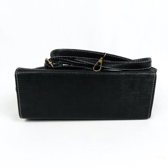 NWT Black Retro Fabric Handbag | Vintage Look Purse - Picture 6 of 10